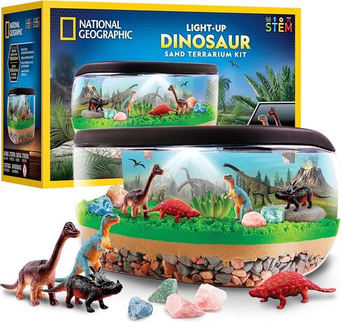 مجموعة أدوات تررم الديناصورات المضيئة من ناشيونال جيوغرافيك للأطفال - قم ببناء موطن ما قبل التاريخ باستخدام رمال اللعب والأحجار الكريمة الحقيقية وأشكال الديناصورات، ومجموعة الأنشطة العلمية للأولاد والبنات in Kuwait