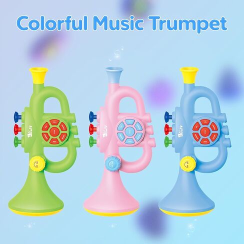Generic لعبة البوق الموسيقي للأطفال الصغار - لعبة آلة التنوير الموسيقية، تطور الموسيقى، للأولاد والبنات للأعمار 3 4 5 6 7 8، أزرق in Kuwait