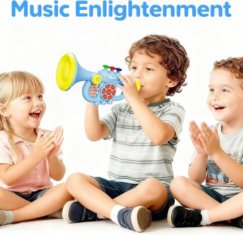 Generic لعبة البوق الموسيقي للأطفال الصغار - لعبة آلة التنوير الموسيقية، تطور الموسيقى، للأولاد والبنات للأعمار 3 4 5 6 7 8، أزرق in Kuwait