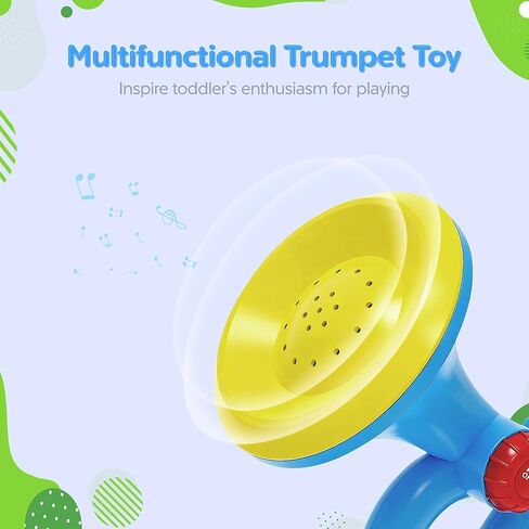 Generic لعبة البوق الموسيقي للأطفال الصغار - لعبة آلة التنوير الموسيقية، تطور الموسيقى، للأولاد والبنات للأعمار 3 4 5 6 7 8، أزرق in Kuwait
