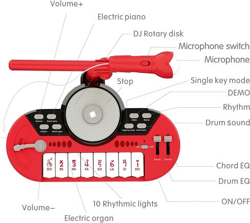 لعبة البيانو للأطفال الذين تتراوح أعمارهم بين 3-7 - مع ملصقات لوحة مفاتيح البيانو للأطفال الصغار المبتدئين في تعلم البيانو 37 مفتاحًا من 4 إلى 5 و6 سنوات هدية عيد ميلاد للفتيات والفتيان in Kuwait
