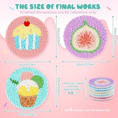 Punch Needle kit-6,Embroidery kit for Beginners,Punch Needle Kits Adults Beginner,Needles, Curved Scissors, a Tool Storage Box, Yarn, Easy-to-Follow Instructions, and Tutorial Videos-Fruit Dessert in Kuwait