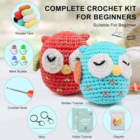 Faircosy Crochet Animals Kit for Beginners: Learn to Crochet Cats with Yarn, Hooks & Video Tutorials - DIY Amigurumi Starter Box - Perfect Christmas Holiday Gift for Teens & Adults in Saudi Arabia