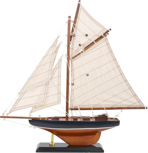 NAUTIMALL 16" Wooden Sailboat Decor Classic Columbia America's Cup Ship Model Nautical Yacht Gift for Son (SB28-BlueWhite) in Kuwait