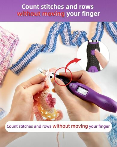 Upgraded Counting Crochet Hook Set - 24-in-1 Interchangeable Hooks Kit - Light Up, Digital Stitch & Row Counter- No Need to Move Fingers- Ergonomic for Arthritic Hands - Cool Gift in Saudi Arabia
