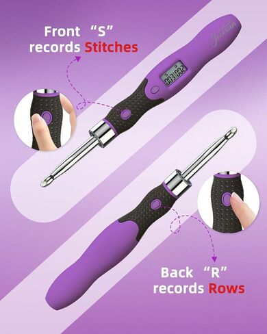 Upgraded Counting Crochet Hook Set - 24-in-1 Interchangeable Hooks Kit - Light Up, Digital Stitch & Row Counter- No Need to Move Fingers- Ergonomic for Arthritic Hands - Cool Gift in Saudi Arabia