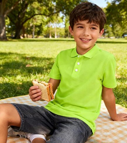 Uideazone Boys Polo Polo قمصان جافة Fit Performance Golf Sleeve Short Disual School Uniform Size 5-14 in Kuwait