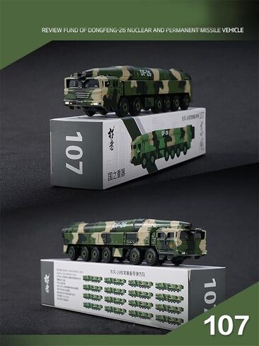 ZEZEFUFU 1:100 Dongfeng 26 Nuclear&Constant Missile Vehicle Model Military Scene Display Model in Saudi Arabia