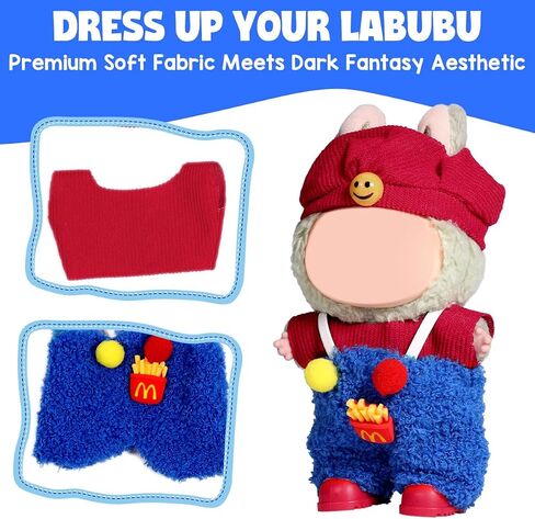 AICase لملابس Lububu/لملابس Lububu، مجموعة ملابس لدمية Lububu مقاس 17 سم، مجموعة من 3 قطع ملابس للقبعات من أجل la-bubu، إكسسوارات ملابس الدمى الأنيقة الرائعة للأولاد والبنات (بدون دمية) _01 in Kuwait