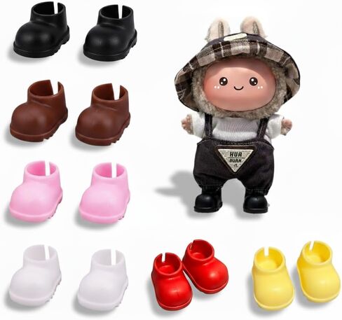 Doll Shoes for 17cm Art Dolls, Cute Mini Shoes Accessories Compatbie with Sitting Standing Series Labubu,Perfect for Dress-Up & Display,Doll Accessories for Lovers,Collectors (No Doll Included) in Kuwait