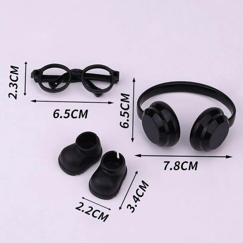 Doll Accessories Set for 15cm/17cm Dolls - Mini Glasses, Headphones & Mini Doll Shoes Compatible with Labubu,Doll Dress Up Costume Supplies in Kuwait