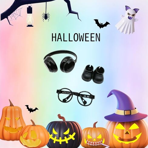 Doll Accessories Set for 15cm/17cm Dolls - Mini Glasses, Headphones & Mini Doll Shoes Compatible with Labubu,Doll Dress Up Costume Supplies in Kuwait