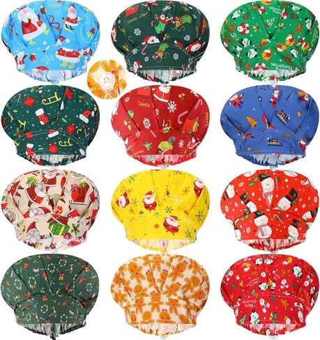 Liitrsh 12 PCS Halloween Ponytail Cap Cap Bouffant Scrub Cap مع زر وقبعة عمل قابلة للتعديل in Saudi Arabia