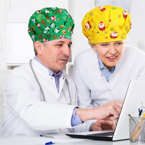 Liitrsh 12 PCS Halloween Ponytail Cap Cap Bouffant Scrub Cap مع زر وقبعة عمل قابلة للتعديل in Saudi Arabia