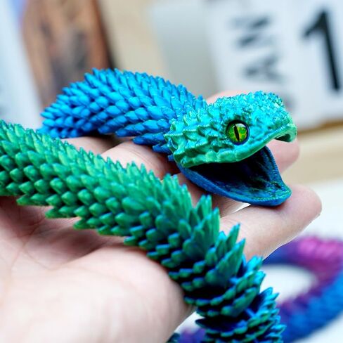 23.6inch 3D Printed Snake Models,Movable Teeth,Flexible Joint Animal lacertid Figurines, Stress Relief, Fidget restlessness, ADHD Toys, Surprise Fantasy Gifts (ColorD) in Saudi Arabia