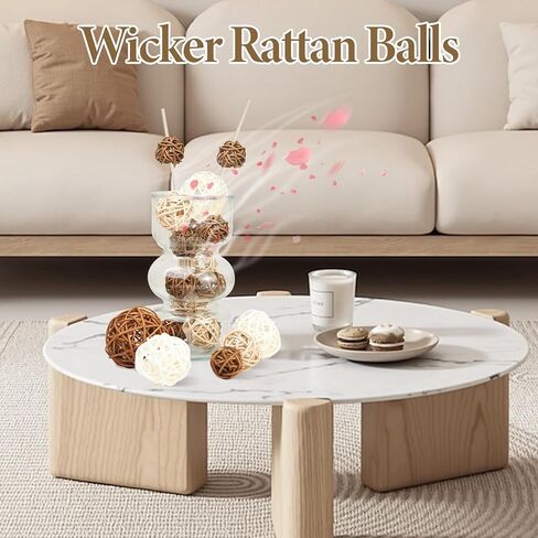 27 Pcs Rattan Balls Decorative Balls with Natural Woven Texture, Wicker Orbs for Vase Fillers, Decorative Balls for Bowls,Table Decor, Wedding Party Decoration in Kuwait