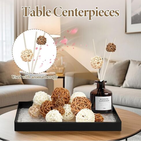 27 Pcs Rattan Balls Decorative Balls with Natural Woven Texture, Wicker Orbs for Vase Fillers, Decorative Balls for Bowls,Table Decor, Wedding Party Decoration in Kuwait
