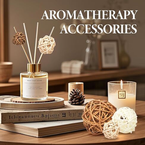 27 Pcs Rattan Balls Decorative Balls with Natural Woven Texture, Wicker Orbs for Vase Fillers, Decorative Balls for Bowls,Table Decor, Wedding Party Decoration in Kuwait