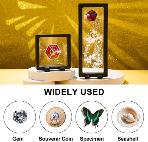3PCS 3D Transparent Floating Frame with Stand, Challenge Coin Display Holder, Floating Display Case for Jewelry, Medals, Specimens, Small Items, Fossils Rocks,7.1 x 7.1 inch in Saudi Arabia