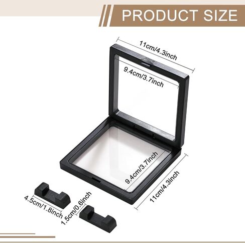 3PCS 3D Transparent Floating Frame with Stand, Challenge Coin Display Holder, Floating Display Case for Jewelry, Medals, Specimens, Small Items, Fossils Rocks,7.1 x 7.1 inch in Saudi Arabia
