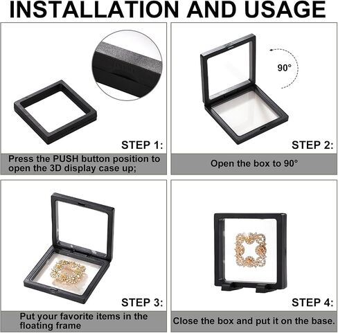 3PCS 3D Transparent Floating Frame with Stand, Challenge Coin Display Holder, Floating Display Case for Jewelry, Medals, Specimens, Small Items, Fossils Rocks,7.1 x 7.1 inch in Saudi Arabia
