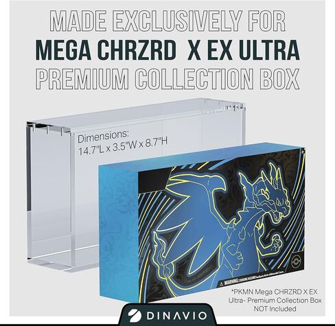 Acrylic Display Case for Mega CHARZRD X ex Ultra-Premium Collection UPC with Magnetic Lid - 8 + 5mm Acrylic with 5x3mm Magnets - Compatible with Mega Charzrd X ex UPC Box in Saudi Arabia