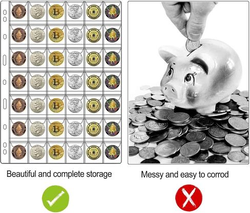 22 Sheets Coin Pages for Collectors, Standard 9-Hole Coin Collection Pages fit Most Binder, Coin Collecting Supplies (22 Sheets - 42 Pocket) in Kuwait