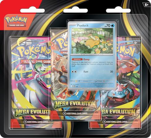 Pokémon TCG: Mega Evolution Three-Booster Blister Psyduck in Kuwait