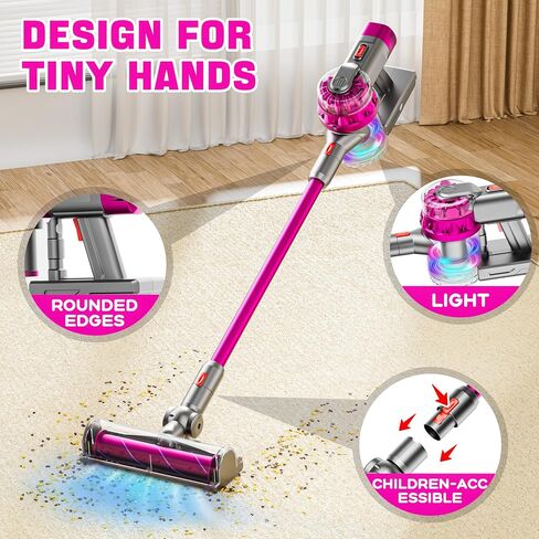 4-in-1 Kids Toy Vacuum That Works with Suction, Electric Toy Toddler Vacuum Cleaner for Children Ages 3 4 5 6+ Girls & Boys, Toddlers Toys Cleaning Set for Pretend Play (Rose Red) in Saudi Arabia