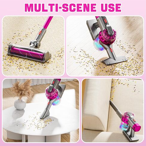 4-in-1 Kids Toy Vacuum That Works with Suction, Electric Toy Toddler Vacuum Cleaner for Children Ages 3 4 5 6+ Girls & Boys, Toddlers Toys Cleaning Set for Pretend Play (Rose Red) in Saudi Arabia