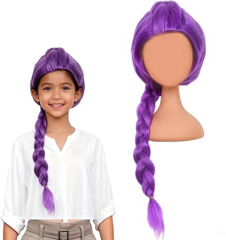 Purple Braid Wig for Kids Girls Light Purple Wig Long Braids Wigs Hair Cosplay Costume Party Wigs 12 Years Old or Up in Saudi Arabia