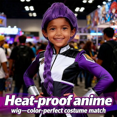 Purple Braid Wig for Kids Girls Light Purple Wig Long Braids Wigs Hair Cosplay Costume Party Wigs 12 Years Old or Up in Saudi Arabia