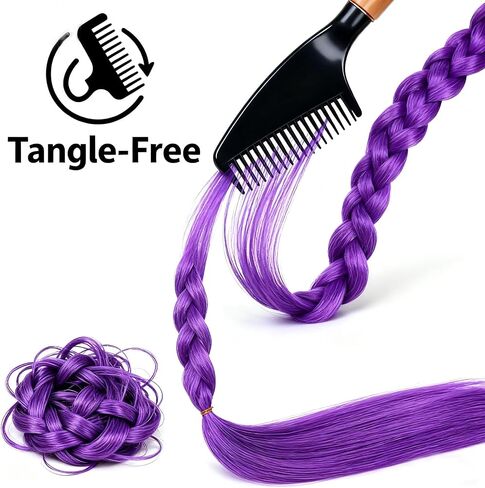 Purple Braid Wig for Kids Girls Light Purple Wig Long Braids Wigs Hair Cosplay Costume Party Wigs 12 Years Old or Up in Saudi Arabia