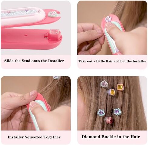 Hair Gem Stamper Kit, Hair Gems for Girls, Bling Hair Jewels for Girls Toys,Hair Styling Tool with Reusable Shining Diamonds,Birthday Arts & Crafts Gift for 5-12 Year Old Girl in Kuwait