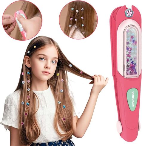 Hair Gem Stamper Kit, Hair Gems for Girls, Bling Hair Jewels for Girls Toys,Hair Styling Tool with Reusable Shining Diamonds,Birthday Arts & Crafts Gift for 5-12 Year Old Girl in Kuwait
