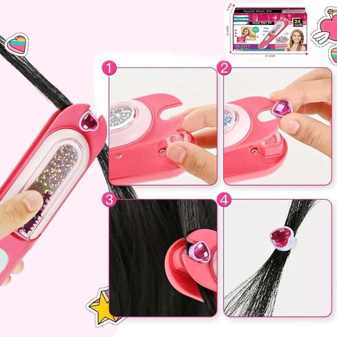 Hair Gem Stamper Kit, Hair Gems for Girls, Bling Hair Jewels for Girls Toys,Hair Styling Tool with Reusable Shining Diamonds,Birthday Arts & Crafts Gift for 5-12 Year Old Girl in Kuwait