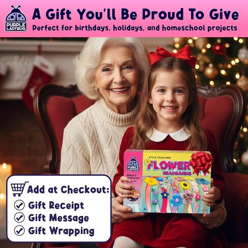 PURPLE LADYBUG DIY Headband Making Kit - Gifts for 5 Year Old Girls, Crafts for Ages 6-8 Girl, 5-9 Years Old Gift for Girls Birthday, Hair Accessories, Girl Christmas Gifts in Kuwait