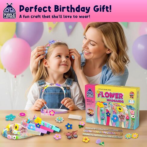PURPLE LADYBUG DIY Headband Making Kit - Gifts for 5 Year Old Girls, Crafts for Ages 6-8 Girl, 5-9 Years Old Gift for Girls Birthday, Hair Accessories, Girl Christmas Gifts in Kuwait