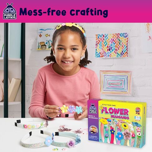 PURPLE LADYBUG DIY Headband Making Kit - Gifts for 5 Year Old Girls, Crafts for Ages 6-8 Girl, 5-9 Years Old Gift for Girls Birthday, Hair Accessories, Girl Christmas Gifts in Kuwait