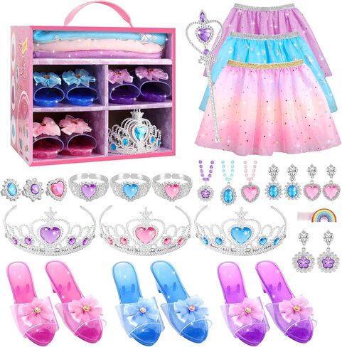 Princess Dress Up Toys and Jewelry Boutique, Girls Role Play Gift Set, Kids Toys for 3-6 Years Girl, Birthday Party Favors, Pretend Play Gifts for Little Girls Aged in Saudi Arabia