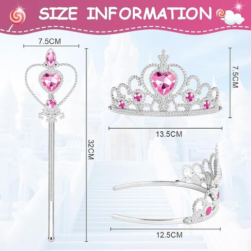Vicloon Princess Dress Up Accessories, 2PCS Princess Crown and Wands for Little Girls, Jewelry Toy Gifts Set Christmas in Saudi Arabia