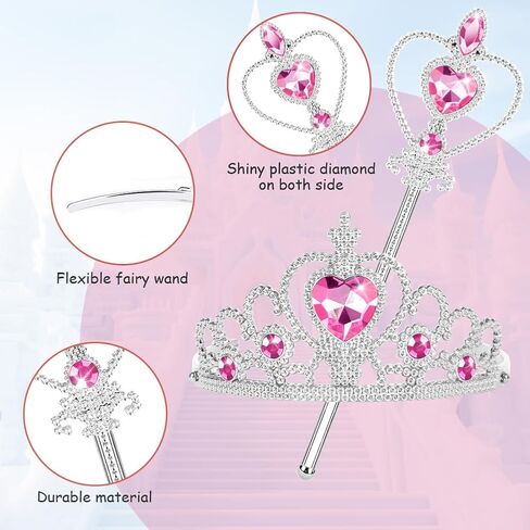 Vicloon Princess Dress Up Accessories, 2PCS Princess Crown and Wands for Little Girls, Jewelry Toy Gifts Set Christmas in Saudi Arabia