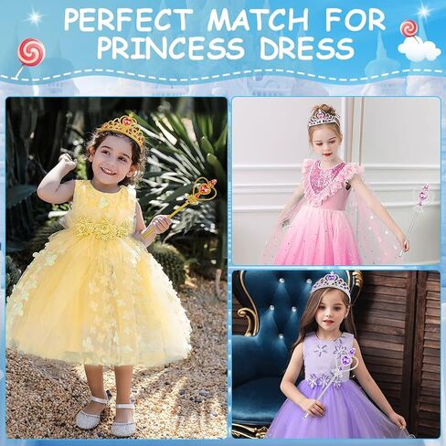Vicloon Princess Dress Up Accessories, 2PCS Princess Crown and Wands for Little Girls, Jewelry Toy Gifts Set Christmas in Saudi Arabia