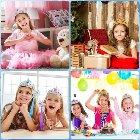 Vicloon Princess Dress Up Accessories, 2PCS Princess Crown and Wands for Little Girls, Jewelry Toy Gifts Set Christmas in Saudi Arabia