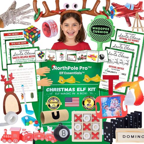 NorthPole Pro™ Elf Kit 2025 - 25 يومًا من ملحقات ودعائم وأنشطة قزم عيد الميلاد - Magic Elf Must-Haves™ & Elf Magic in a Box™ - قفازات سحرية، وملاحظات قزم، وحرف يدوية، ومقالب، وألعاب، وألعاب والمزيد in Kuwait