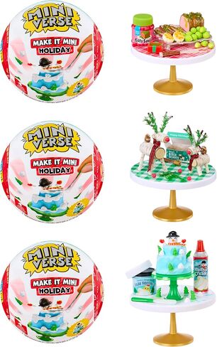 MGA's Miniverse Make It Mini Holiday 2025 (3 عبوات)، The Grinch Dr. Seuss، مقتنيات صغيرة، تغليف غامض غامض، موسمي، DIY، الحرف اليدوية، لعب الراتنج، طبق الأصل من الطعام، غير صالح للأكل، جامعي، هدية، 8+ in Kuwait