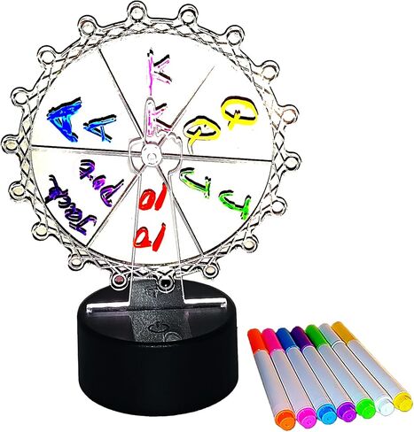 عجلة دوارة جائزة مع مصابيح LED، 6 فتحات قابلة للتخصيص، صانع قرارات على سطح الطاولة 15 سم، USB أو يعمل بالبطارية، للألعاب والكرنفالات والحانات والمكاتب (شفاف، D5.9) in Kuwait