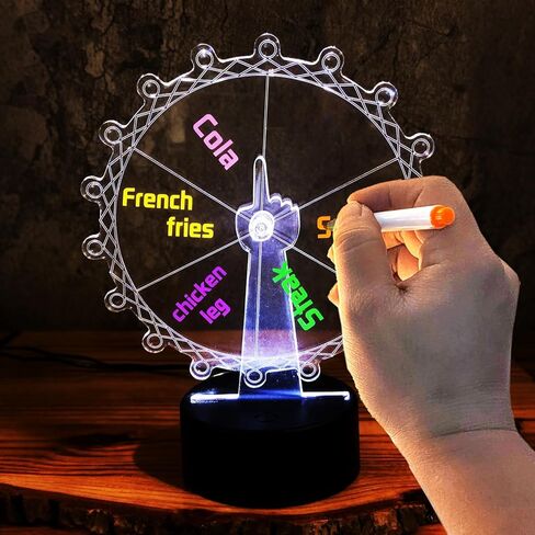 عجلة دوارة جائزة مع مصابيح LED، 6 فتحات قابلة للتخصيص، صانع قرارات على سطح الطاولة 15 سم، USB أو يعمل بالبطارية، للألعاب والكرنفالات والحانات والمكاتب (شفاف، D5.9) in Kuwait