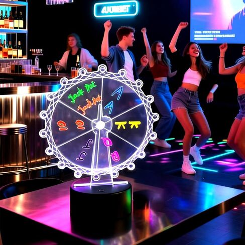 عجلة دوارة جائزة مع مصابيح LED، 6 فتحات قابلة للتخصيص، صانع قرارات على سطح الطاولة 15 سم، USB أو يعمل بالبطارية، للألعاب والكرنفالات والحانات والمكاتب (شفاف، D5.9) in Kuwait