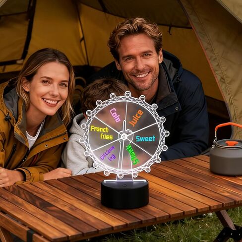 عجلة دوارة جائزة مع مصابيح LED، 6 فتحات قابلة للتخصيص، صانع قرارات على سطح الطاولة 15 سم، USB أو يعمل بالبطارية، للألعاب والكرنفالات والحانات والمكاتب (شفاف، D5.9) in Kuwait